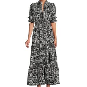 NWT Max Studio Tiered Floral Midi Dress Black size XS